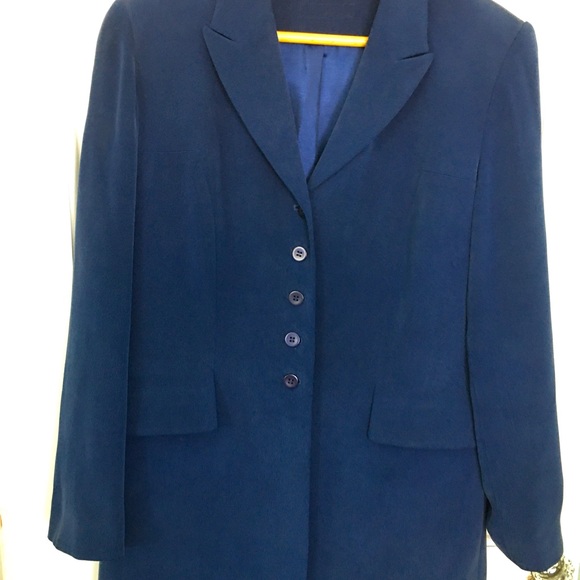 Navy blue silk blazer - Picture 1 of 4